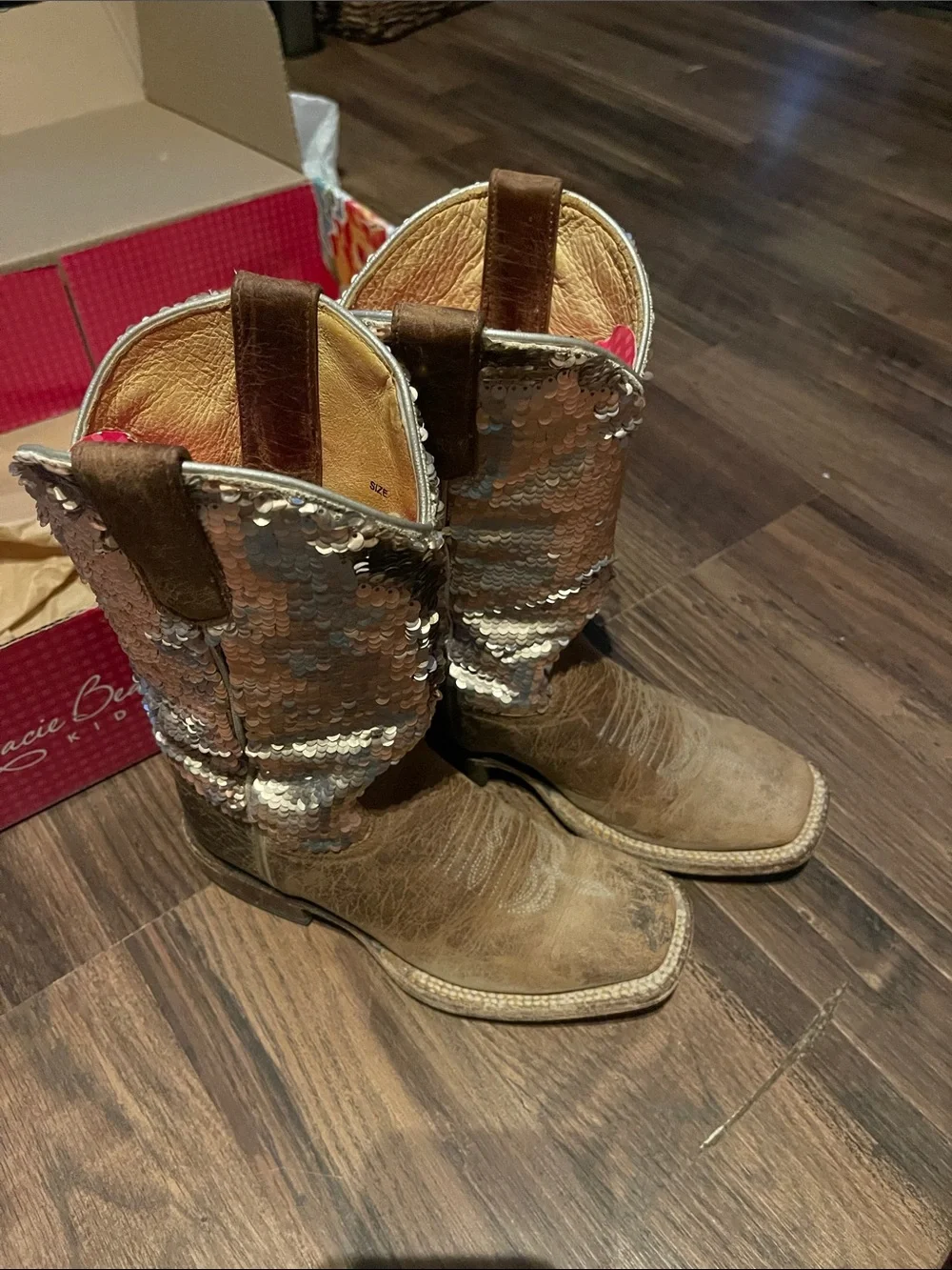 Brown Leather Sparkly Boots